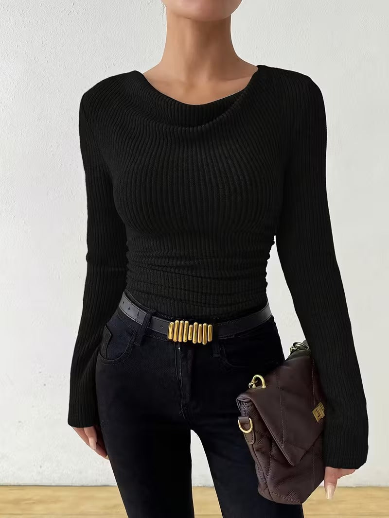 Cross Border European And American Women S Fashion 2026 Fall Winter Best Sellers Solid Color Sweaters Women's Long Sleeve Knit Tops  Casual Tops