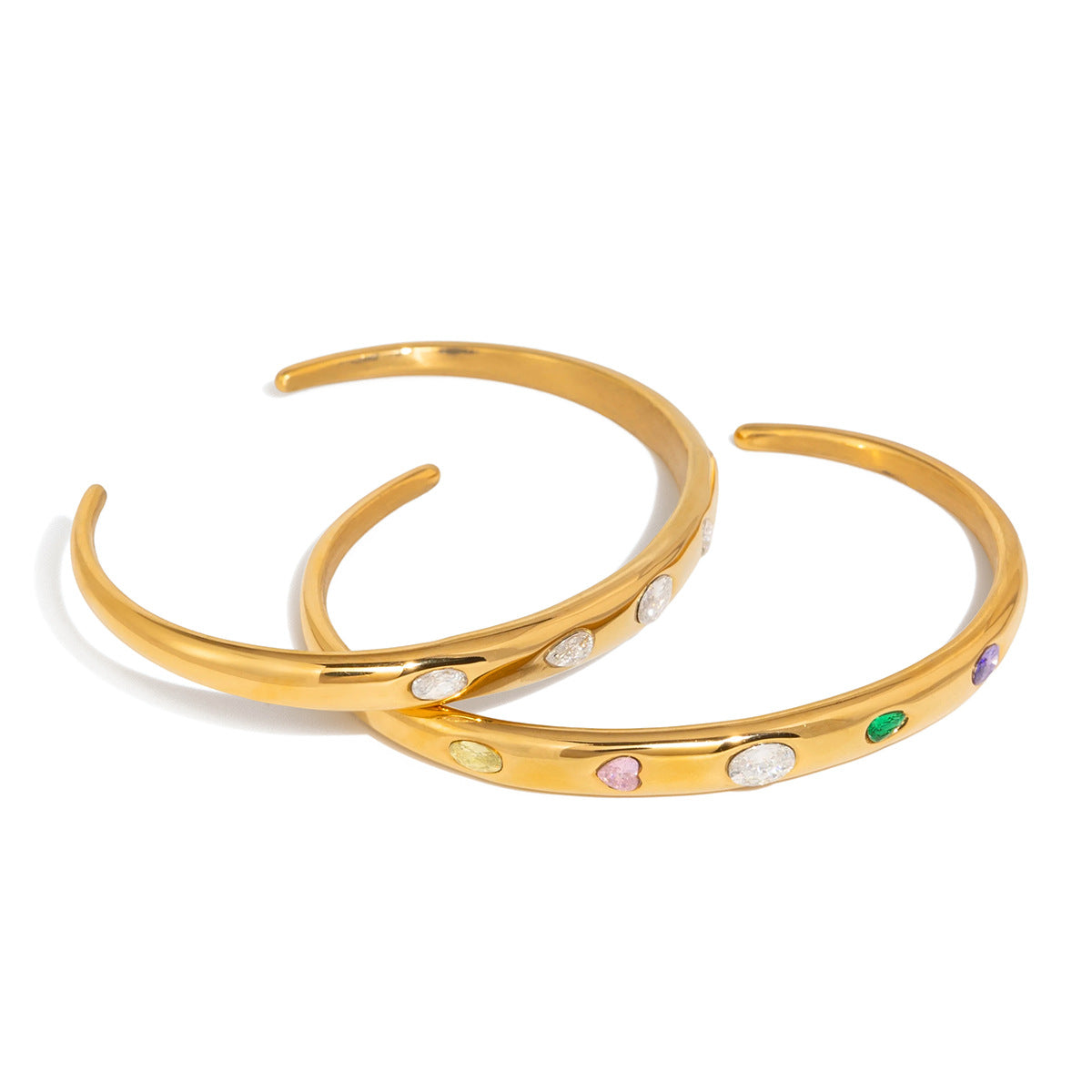 Colorful Zircon Open Bangle Collection