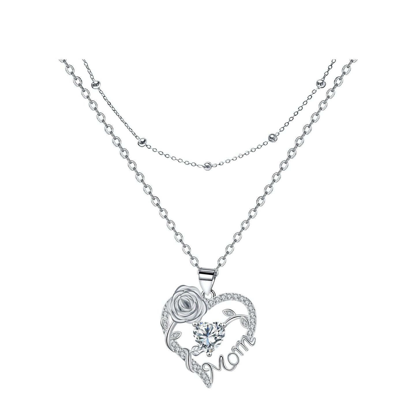 Elegant Heart-Shaped Double-Layer Necklace For Women