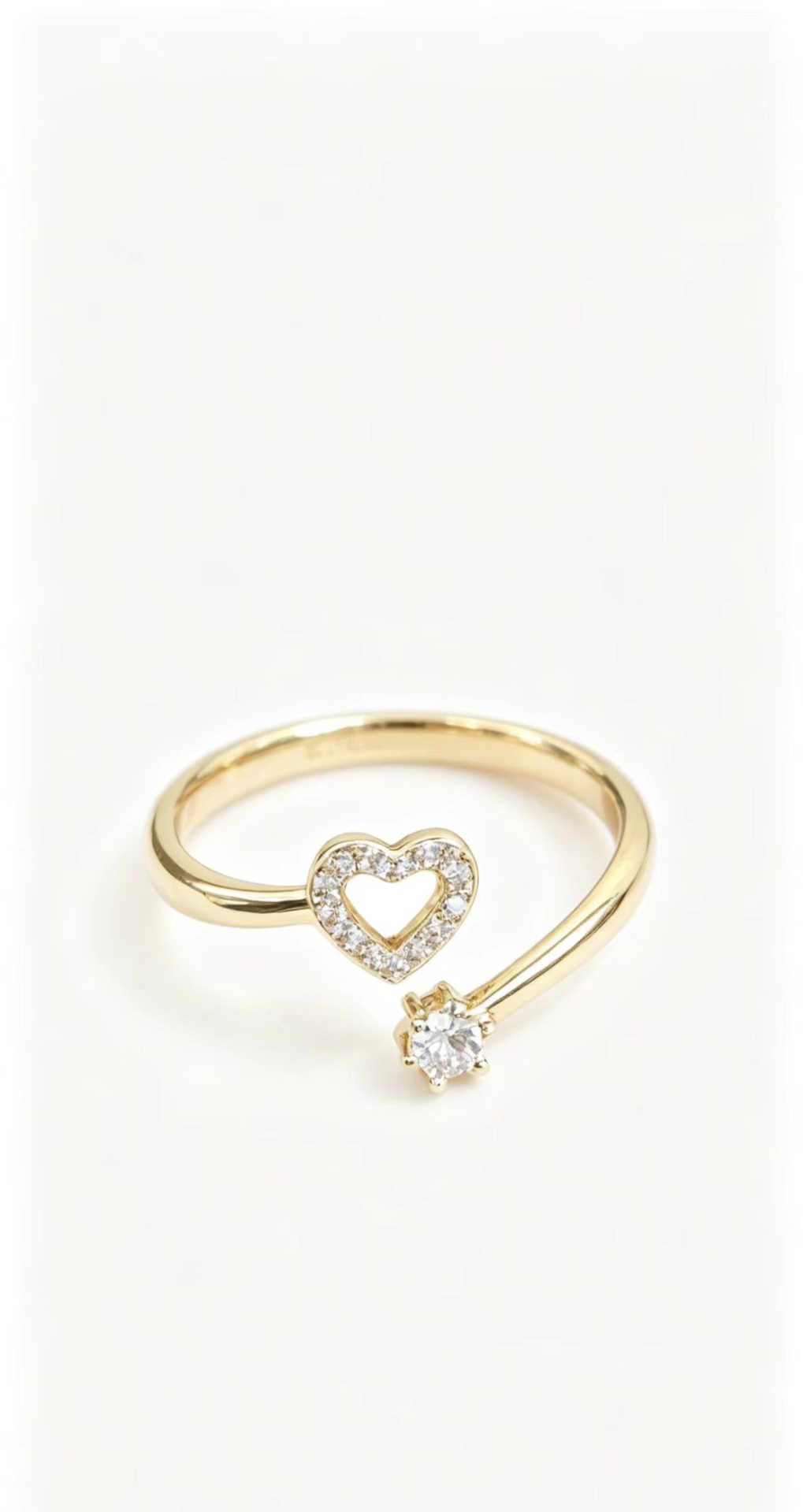 Personalized Open-heart Single-stone Ring For Women