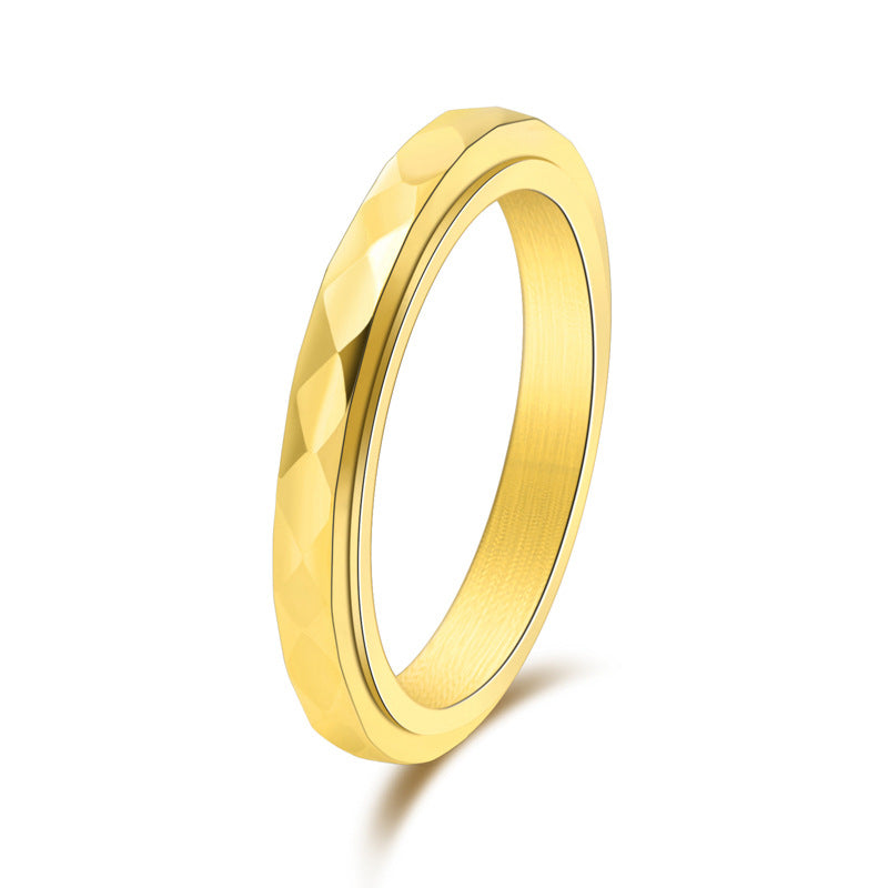 Very Thin And Simple Titanium Steel Diamond Can Be Rotatable Ring