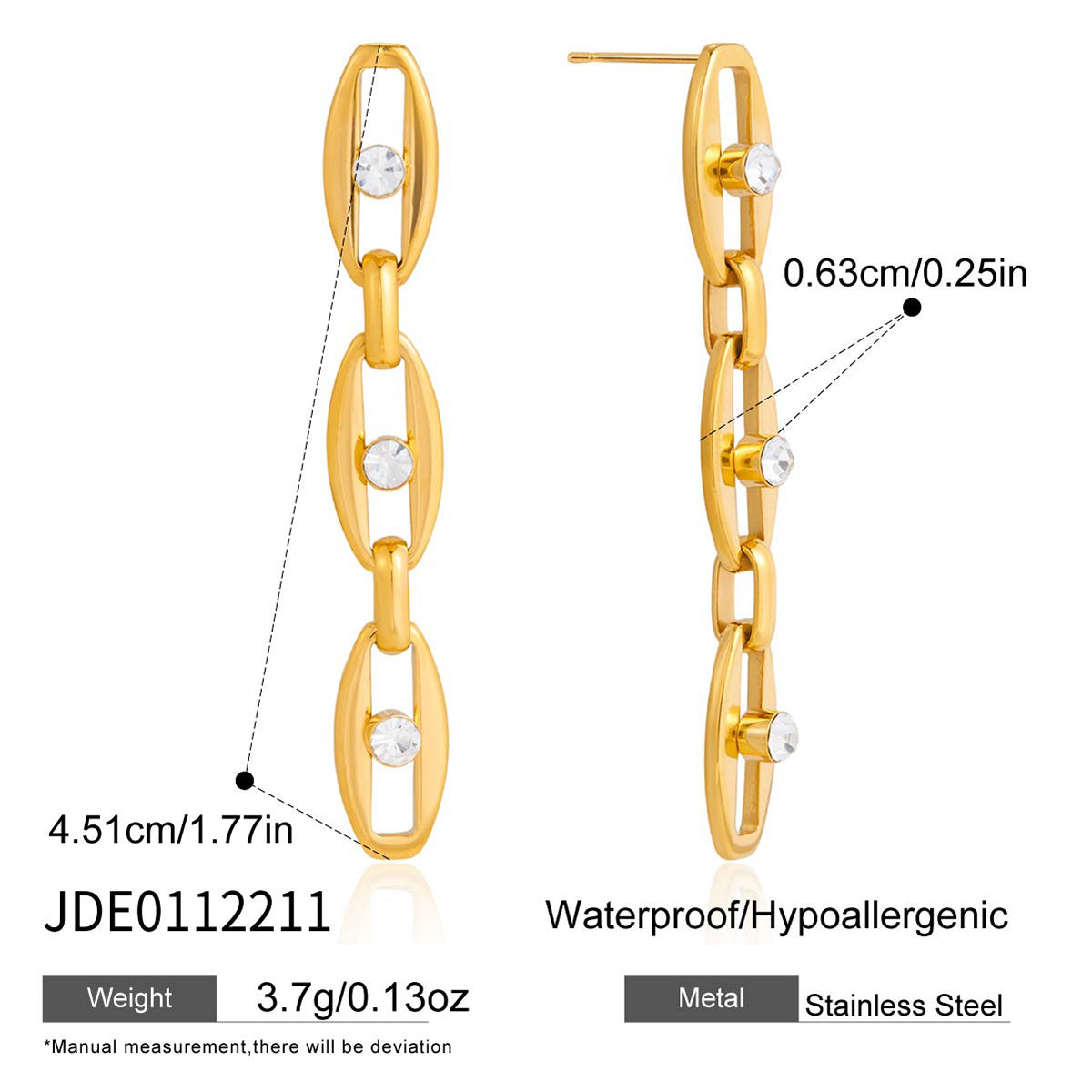 Zircon Necklace and Chain Tassel Earring Set