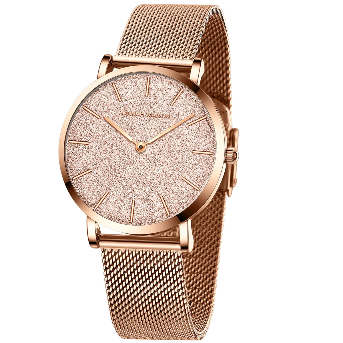 HANNAH MARTIN Watches for Women Analog Women's Watch with Stainless Steel Expansion Band Minimalist Slim Dial 30M Waterproof Ladies Dress Wristwatch for Casual Daily Business