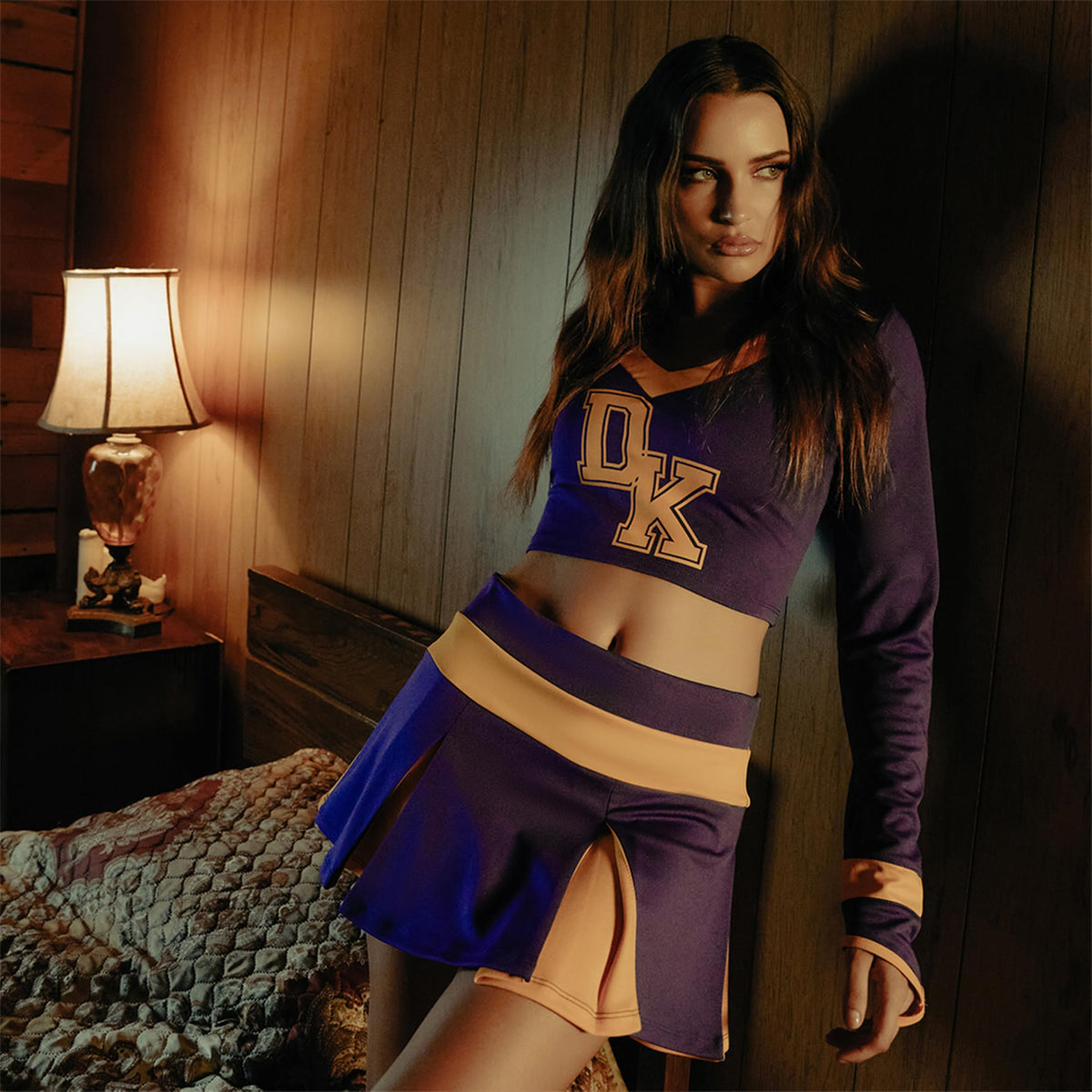 Bite The Boyfriend Costume - Women's Cheerleader Crop Top and Pleated Skirt Set