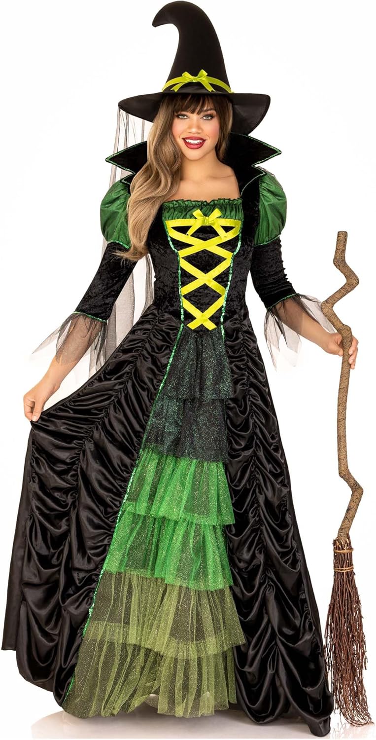 Storybook Witch Costume - Women's 2-Piece Halloween Dress with Hat and Veil