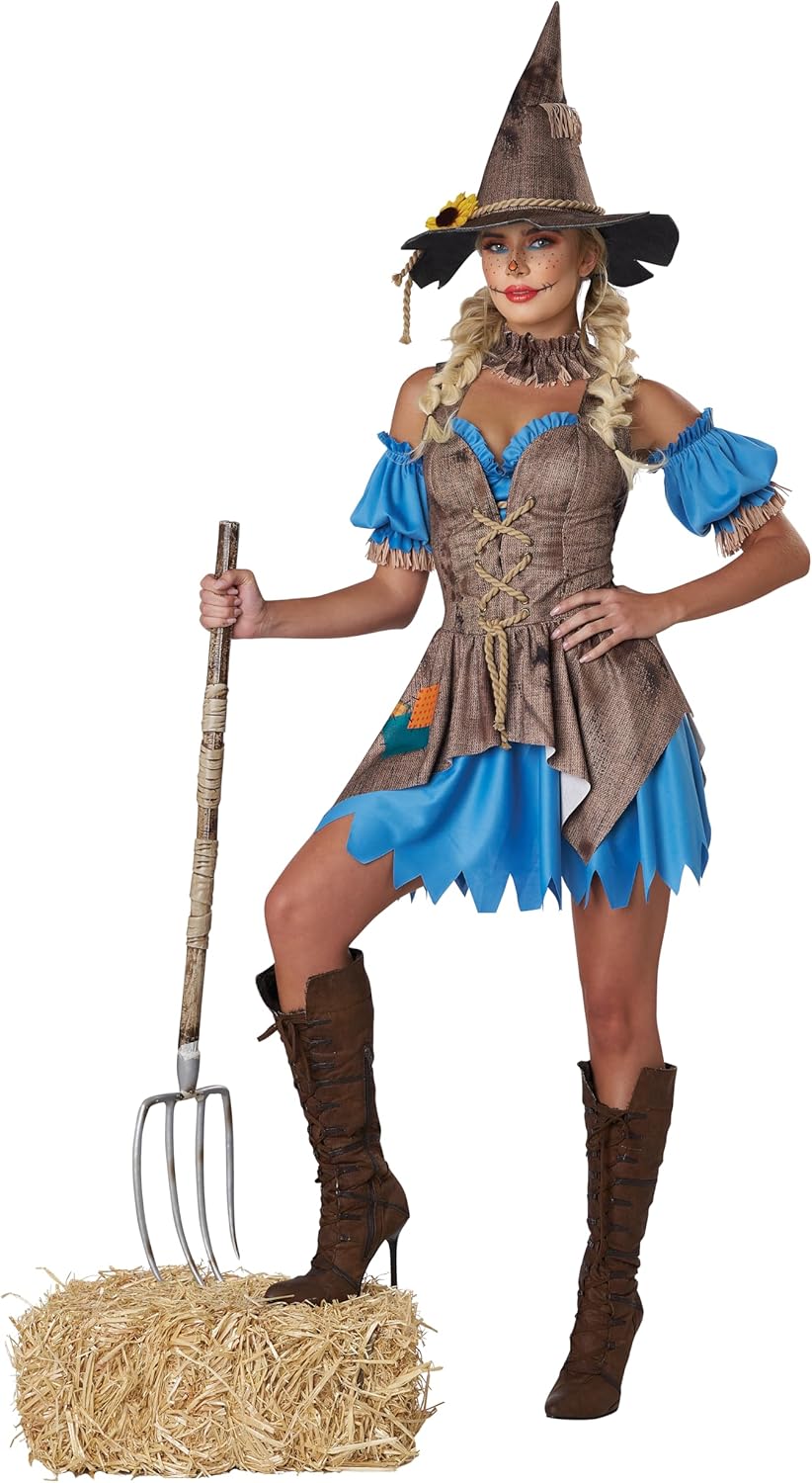 Scarecrow Costume - Women's Halloween Outfit with Corset and Accessories