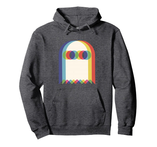 Vaporwave Psychedelic Ghost Halloween Hoodie - Minimalist Print for Adults