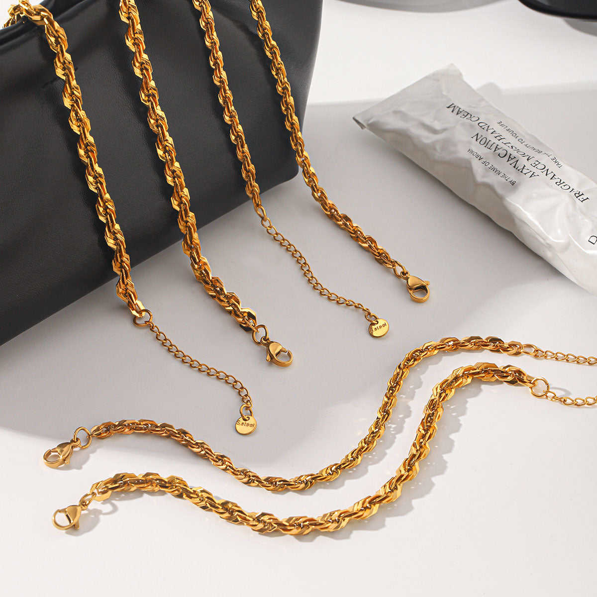 18k Gold Stainless Steel Chunky Cable-Chain Non-Fading Titanium Steel Necklace