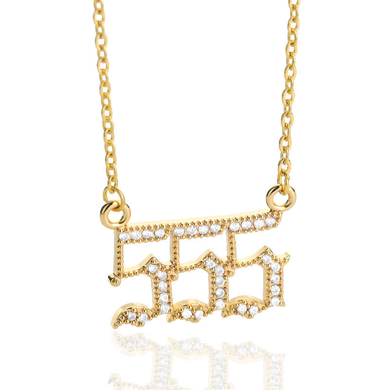 Digital Pendant Zircon Angel Number Necklace