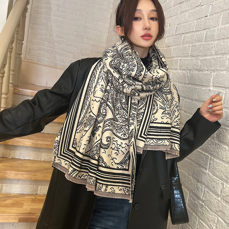 Female Versatile Fashion Thickened Warm Cashmere Scarf