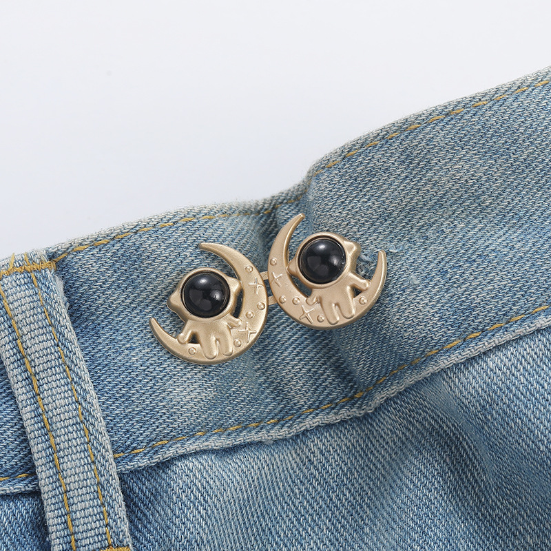 Astronaut waist buckle-black helmet with gold background-alloy-1 pair
