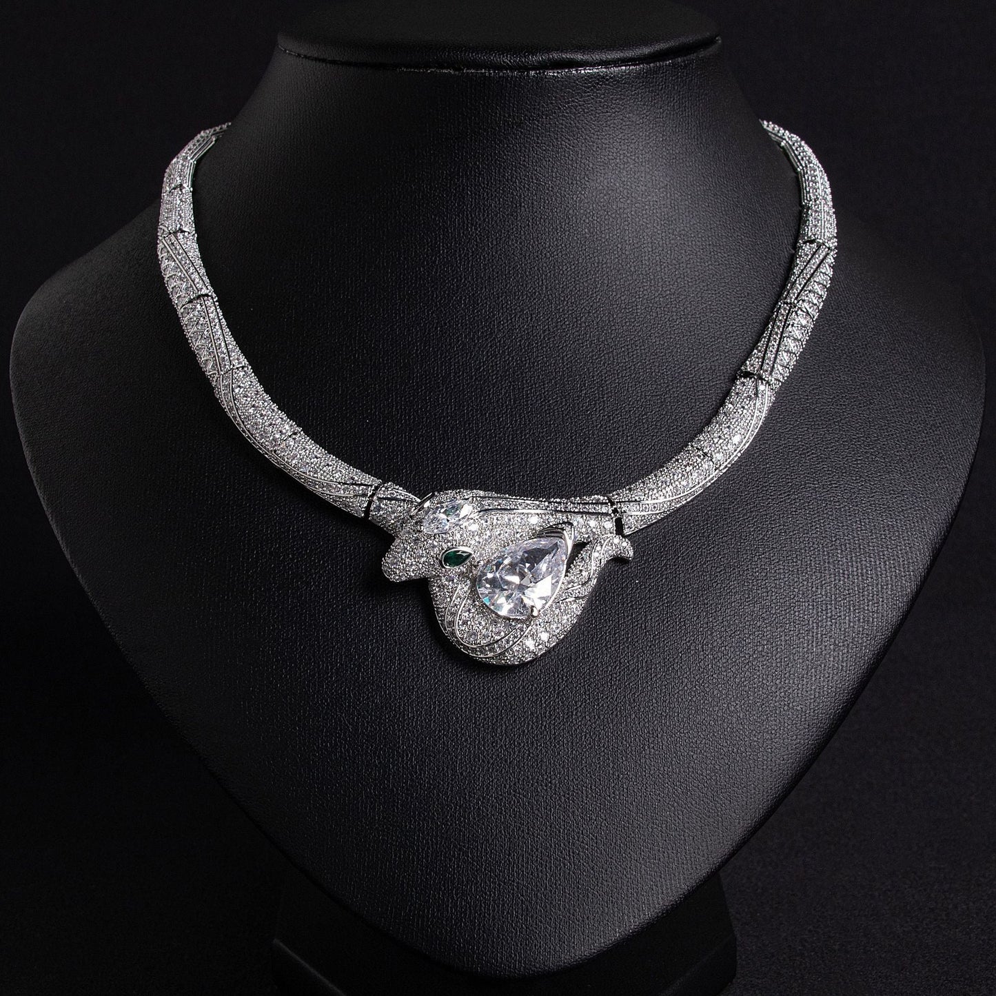 18K Gold "Petite Luxury" Snake-and-Bamboo-Knot Zircon Necklace