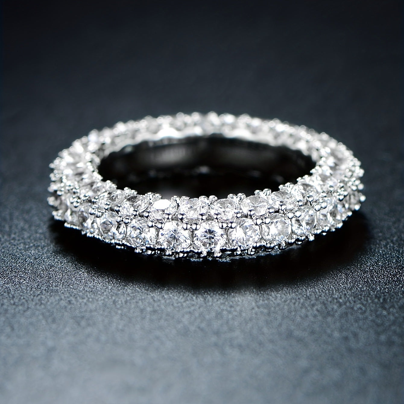 Womens Minimalist, Versatile Three-stone Zircon Ring