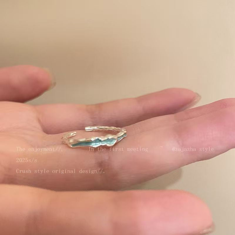 Starfish Bead Adjustable Open Ring For Women, Niche High-End Literary Retro Elegant Index Finger Jewelry