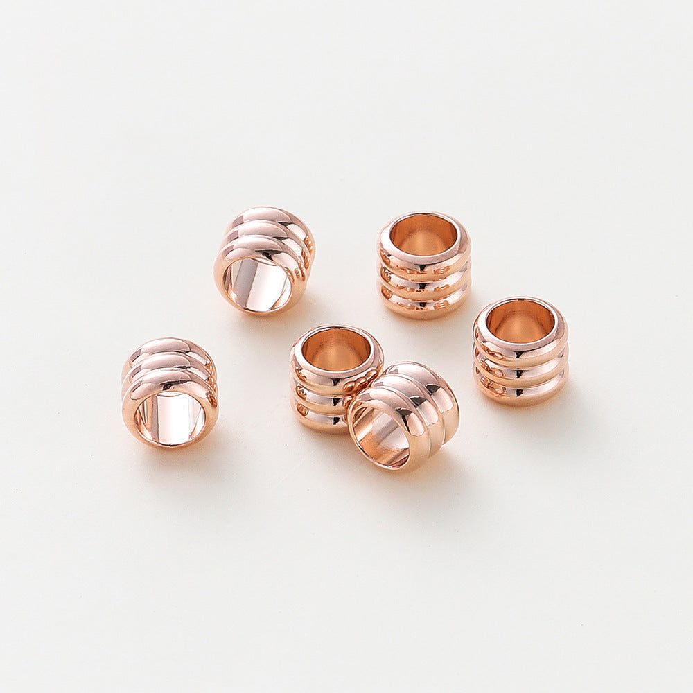 Color-retaining 18k Three-layer Large-hole Spacer Beads Copper-gold-plated Beading Material