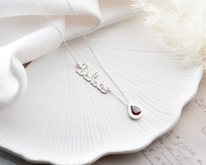 Personalized Cursive Name & Birthstone Necklace