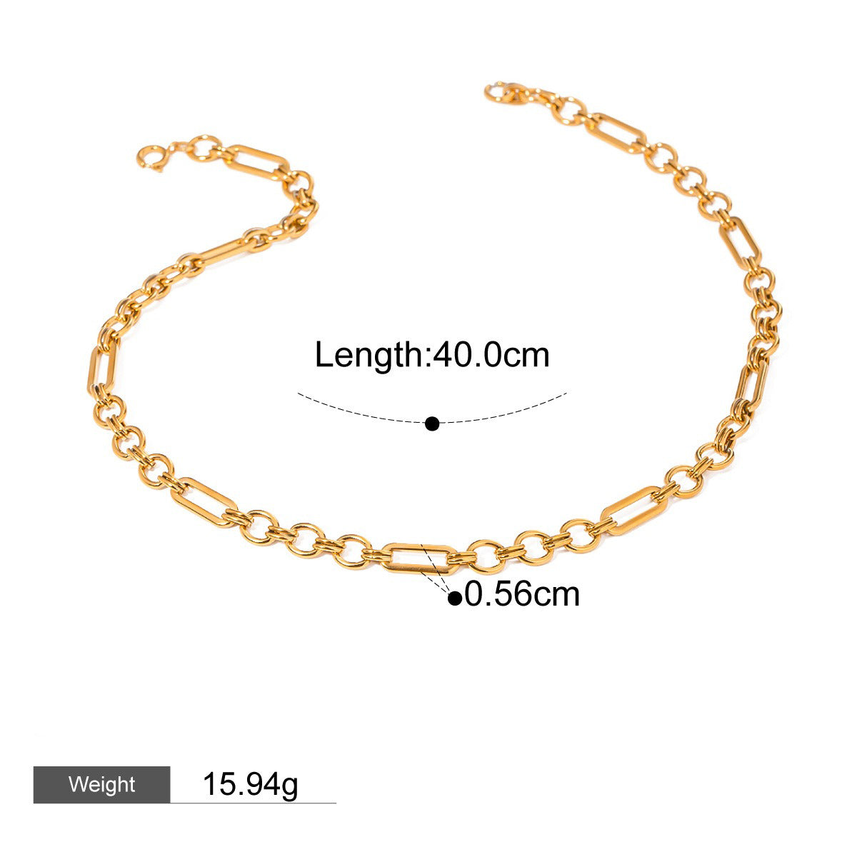 18K gold geometric inlaid gemstone with texture design classic fashion necklace