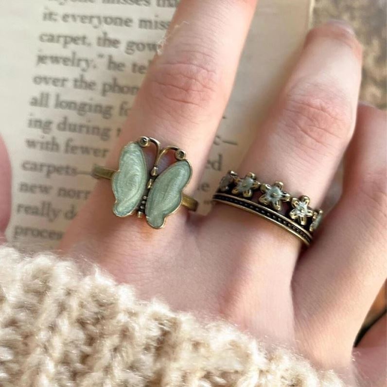 New Chinese Style Vintage Butterfly Flower Ring For Women, Retro Unique Index Finger Ring, Niche Advanced Sense Ring