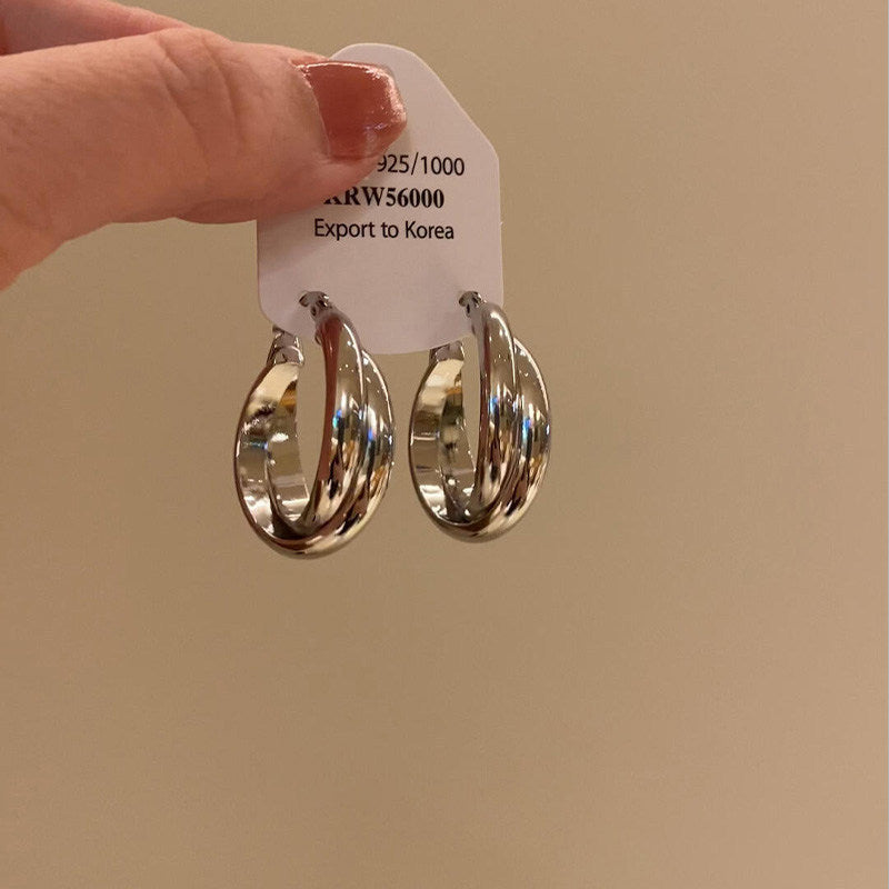 Large Metal Ball Hoop Earrings  Vintage Lightweight Statement Earrings For Women