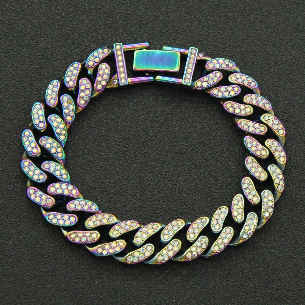 Full Diamond Cuban Chain Bracelet Personalized Street Dance Motorcycle Men
