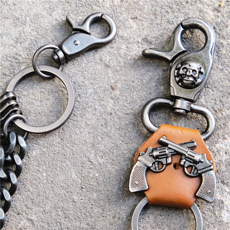 Punk double gun bullet pendant cowhide metal thick trouser chain