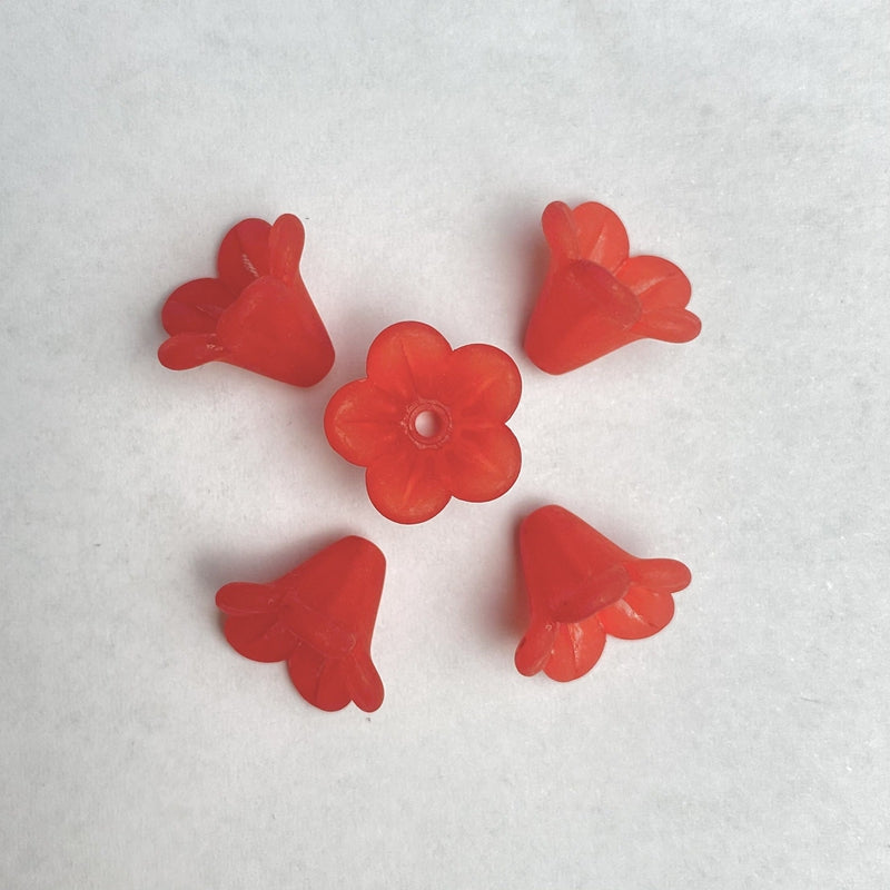 Frosted Acrylic Trumpet Flower Beads, 3D Bell-Shaped Bud Charms For DIY Hanfu Hairpin Flower Bases, Earrings & Jewelry Making.