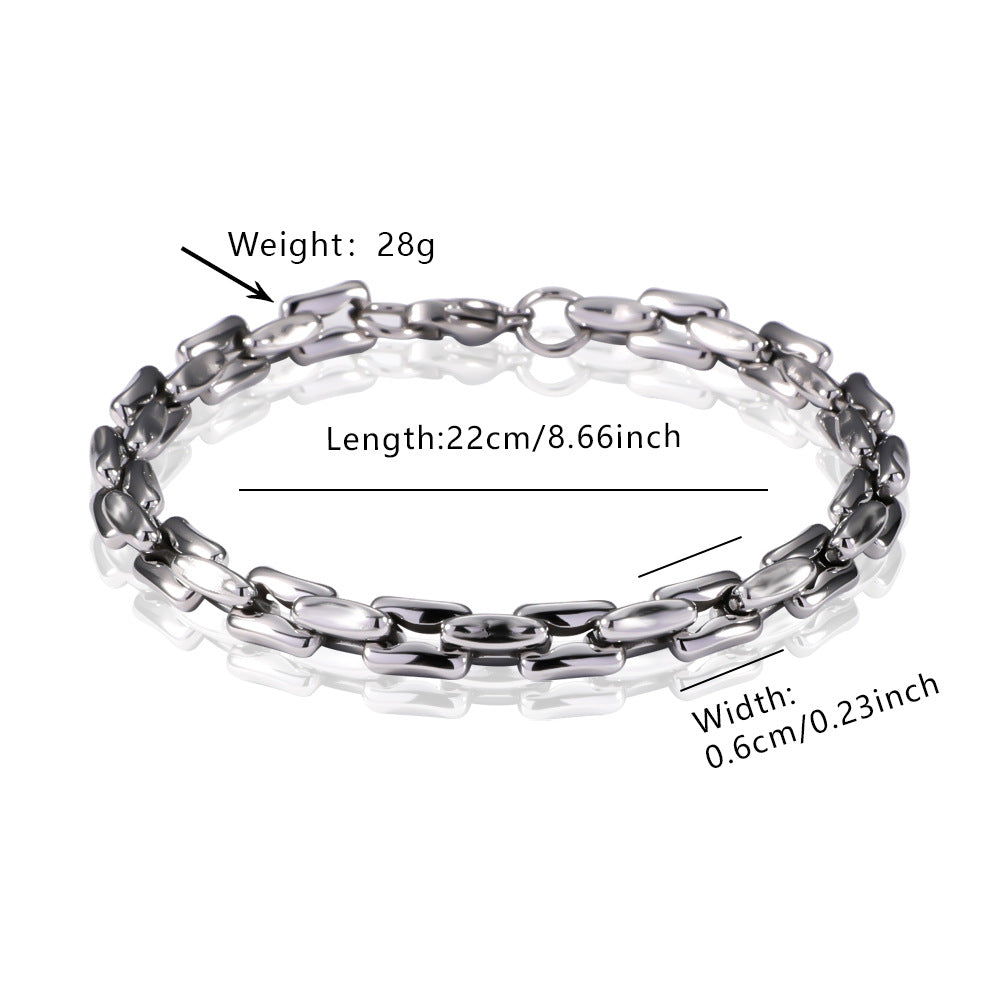 Popular Streetwear Cuban Chain Bracelet For Men, Bold Domineering Punk Hip Hop Design, All-match Stainless Steel Titanium Steel Fashion Accessories