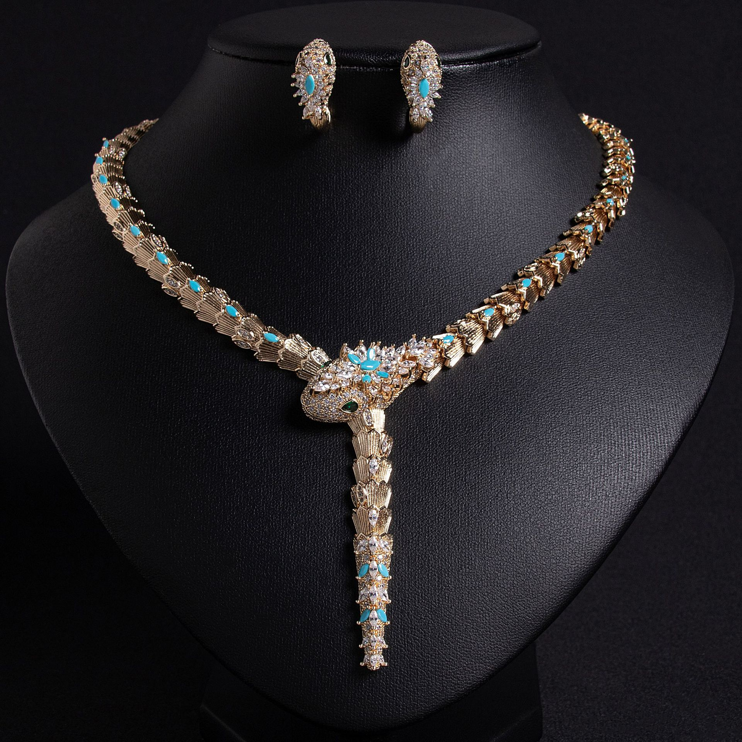 18K Solid Gold Micro-Pavé Diamond Snake Necklace