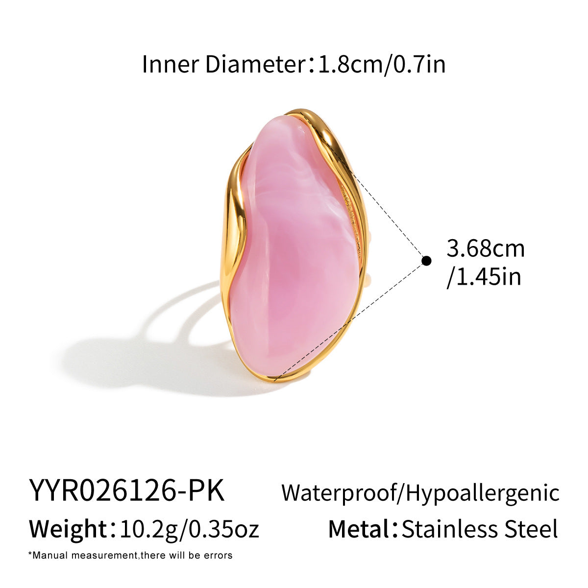 Womens Stainless Steel Resin Open-End Ring