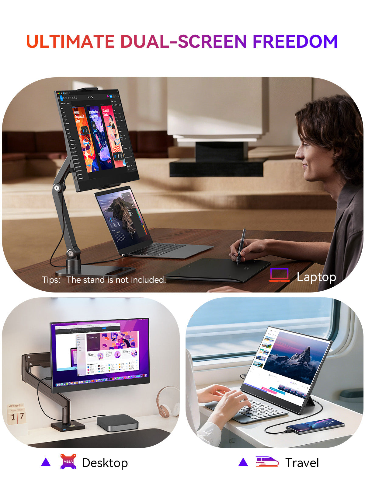 UPERFECT 15.6 Inch Portable Monitor 1080P FHD IPS Display 125 Percent SRGB USB C HDMI Plug And Play Built In Stand Dual Speakers For Laptop PC MacBook PS5 Xbox Switch