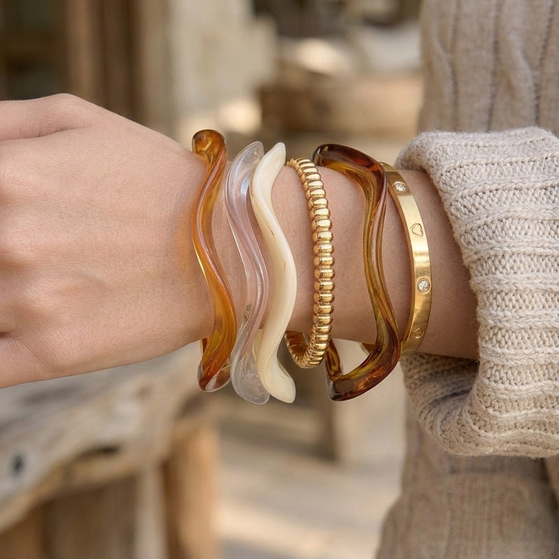 Acrylic Resin Wave Bracelet Collection