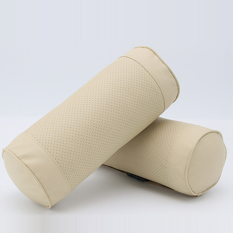 Leather cylindrical car seat pillow