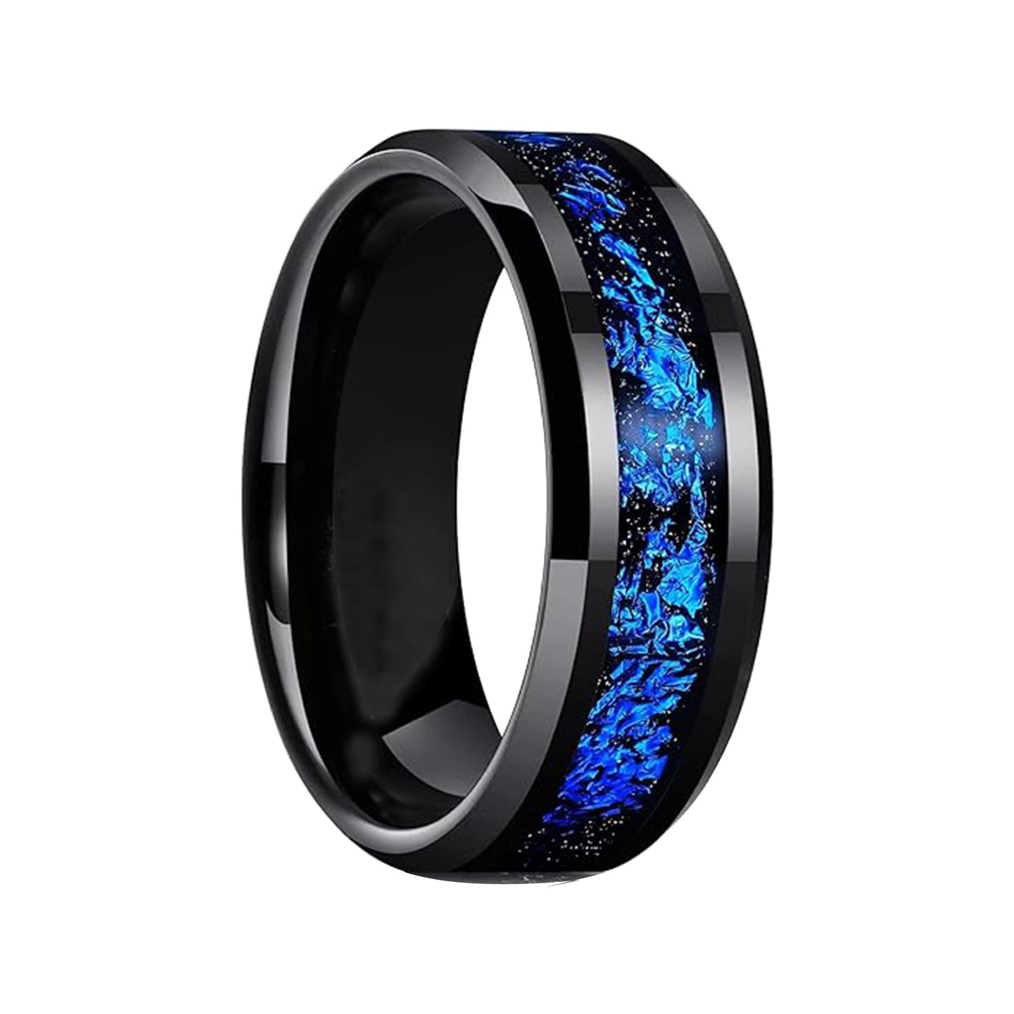 Tungsten Steel Blue Meteor Ring