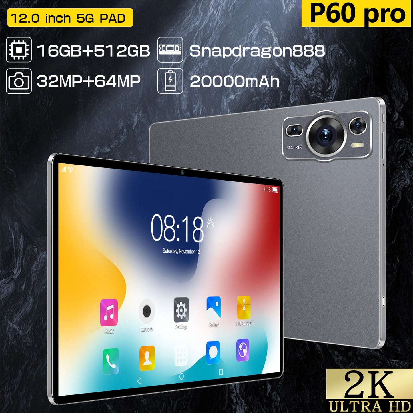 10 inch Tablet P60 Pro Smart Calling  Dual SIM Dual standby  WiFi