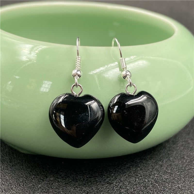 Natural Stone Amethyst Small Heart Earrings
