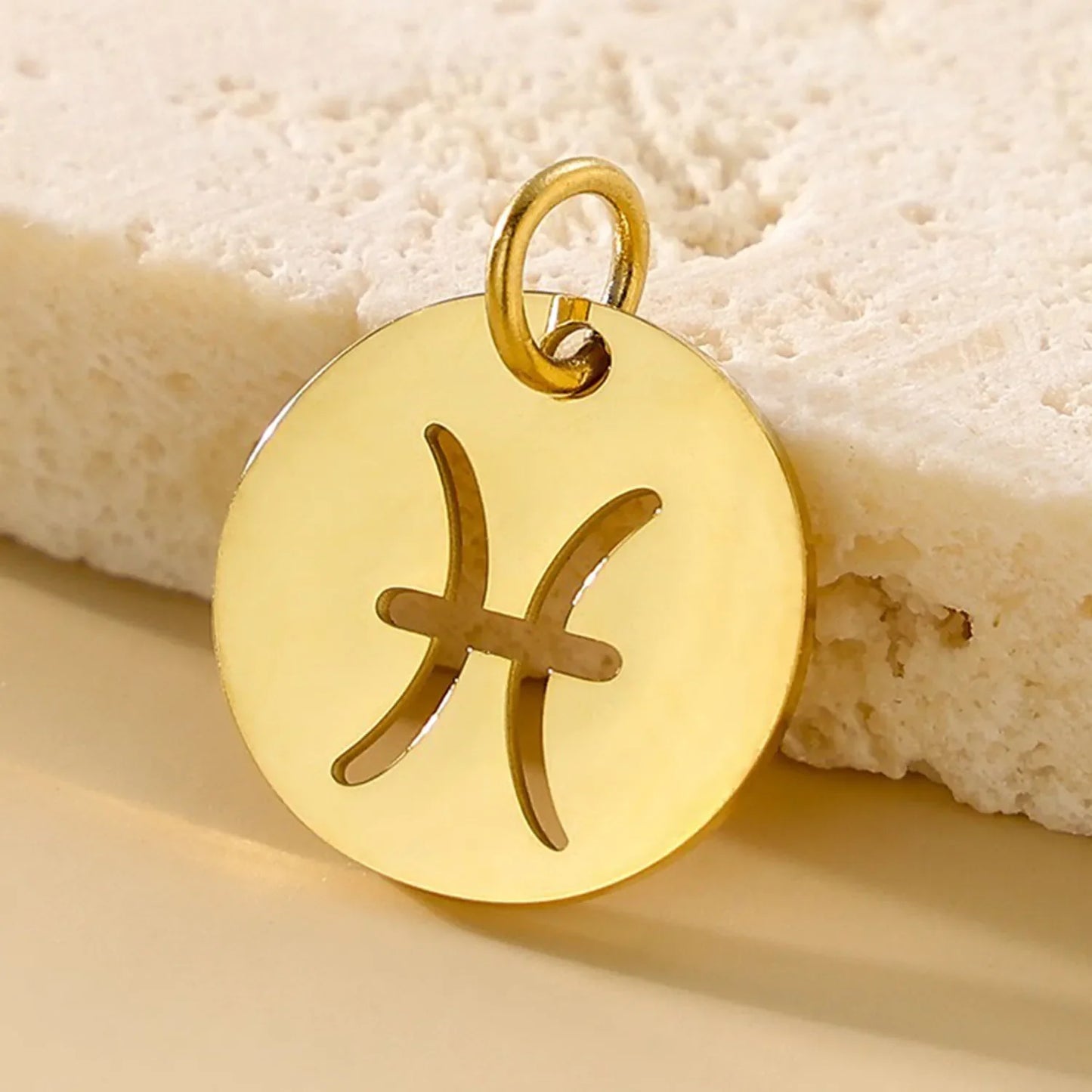 SUNIBI DIY Stainless Steel Disc Components 12 Zodiac Charms for Handmade Jewelry Making Designer Gold Plated Charms for Bracelet