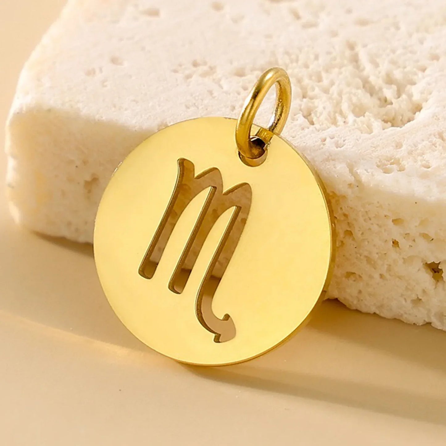 SUNIBI DIY Stainless Steel Disc Components 12 Zodiac Charms for Handmade Jewelry Making Designer Gold Plated Charms for Bracelet