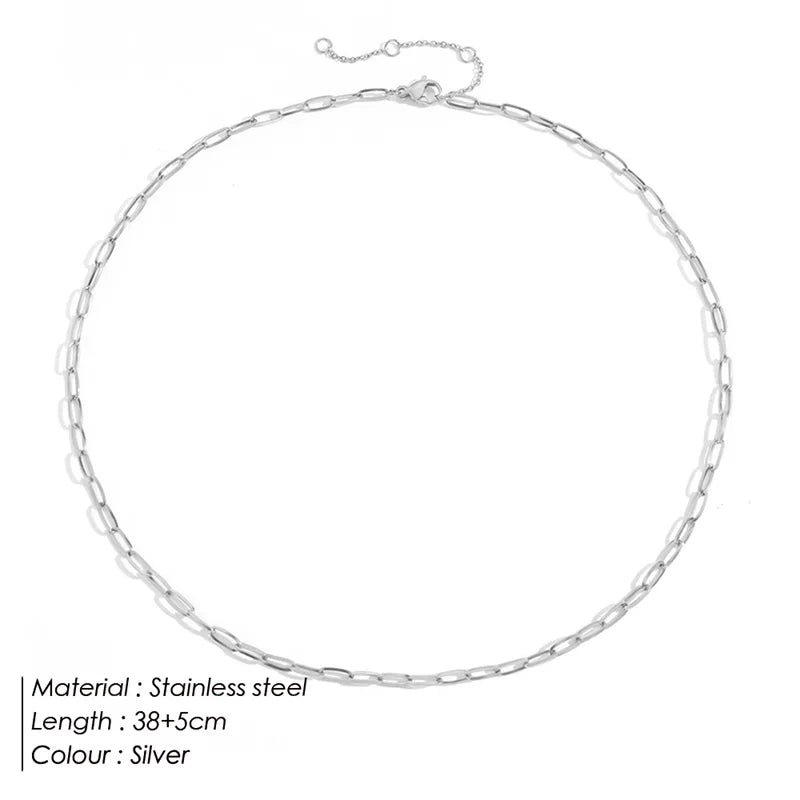 SUNIBI 316L Stainless Steel Chain Necklace for Women Gold Color Statement Choker Necklaces Do Not Fade Jewelry Wholesale