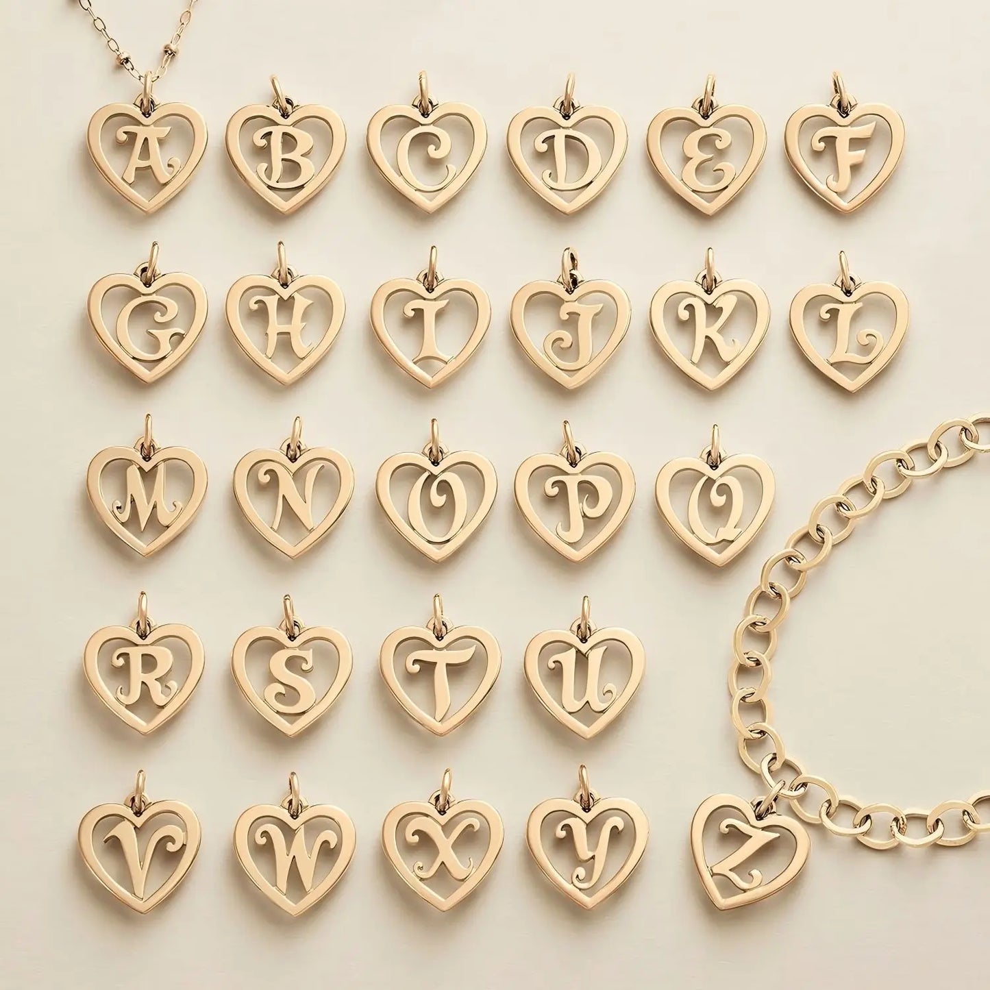 SUNIBI Stainless Steel Letter Heart Shape Hollow Pendant Charm for Bracelet Necklaces  for Women DIY Jewelry Making