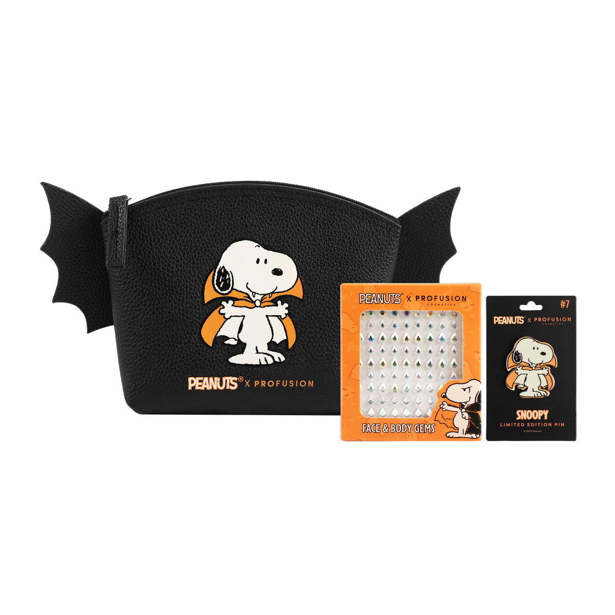 Peanuts Halloween | Count Snoopy Cosmetic Bag Set with Gems