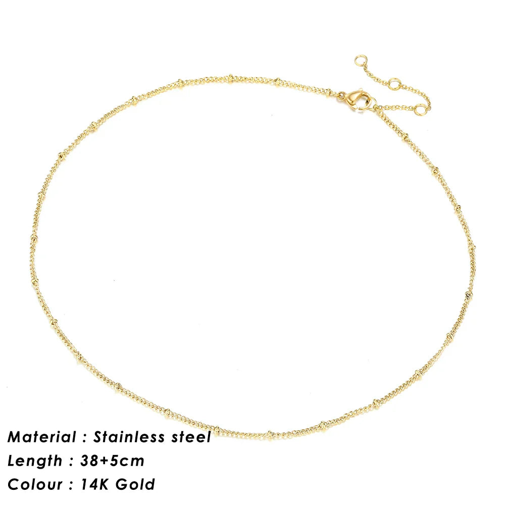 SUNIBI 316L Stainless Steel Chain Necklace for Women Gold Color Statement Choker Necklaces Do Not Fade Jewelry Wholesale