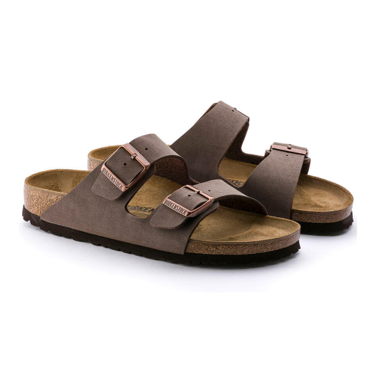 Birkenstock Arizona Birkibuc Mocha Sandals - Mocha, Narrow