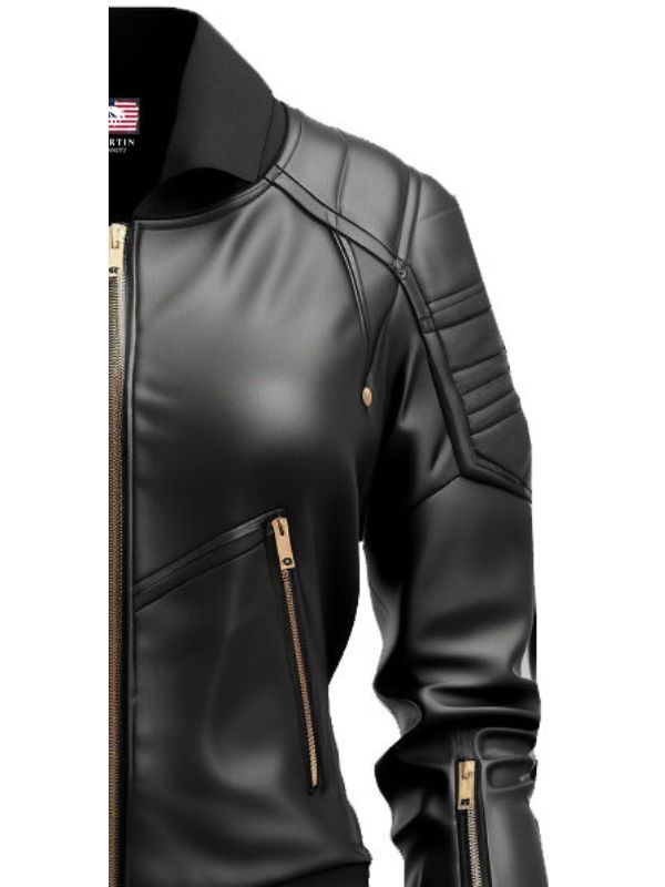 Black Leather Jacket Bomber Style