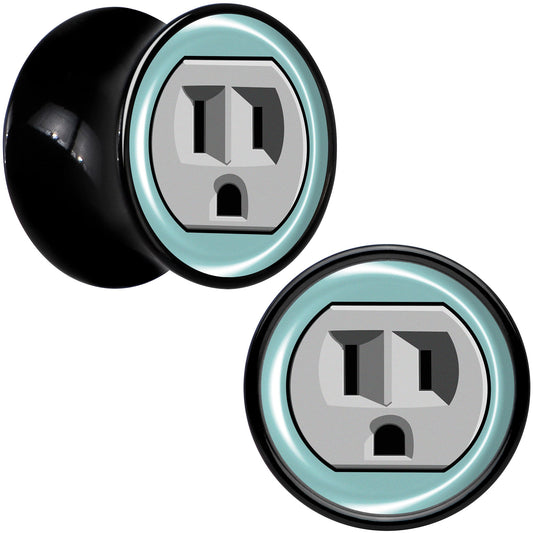 0G Frowning Plug OutletBlack Acrylic Saddle Plug Set by Onyx O