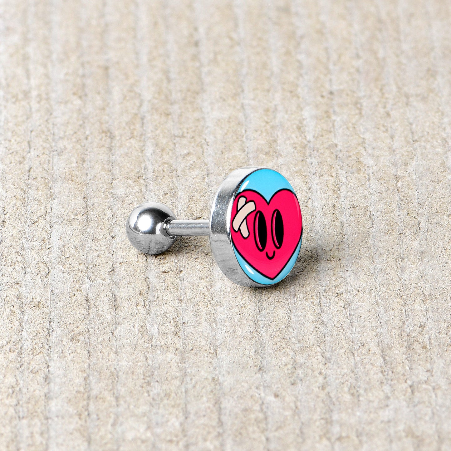 16G 1/4 Heartbreak Bandaged Heart Cartilage Tragus Earring by Onyx O