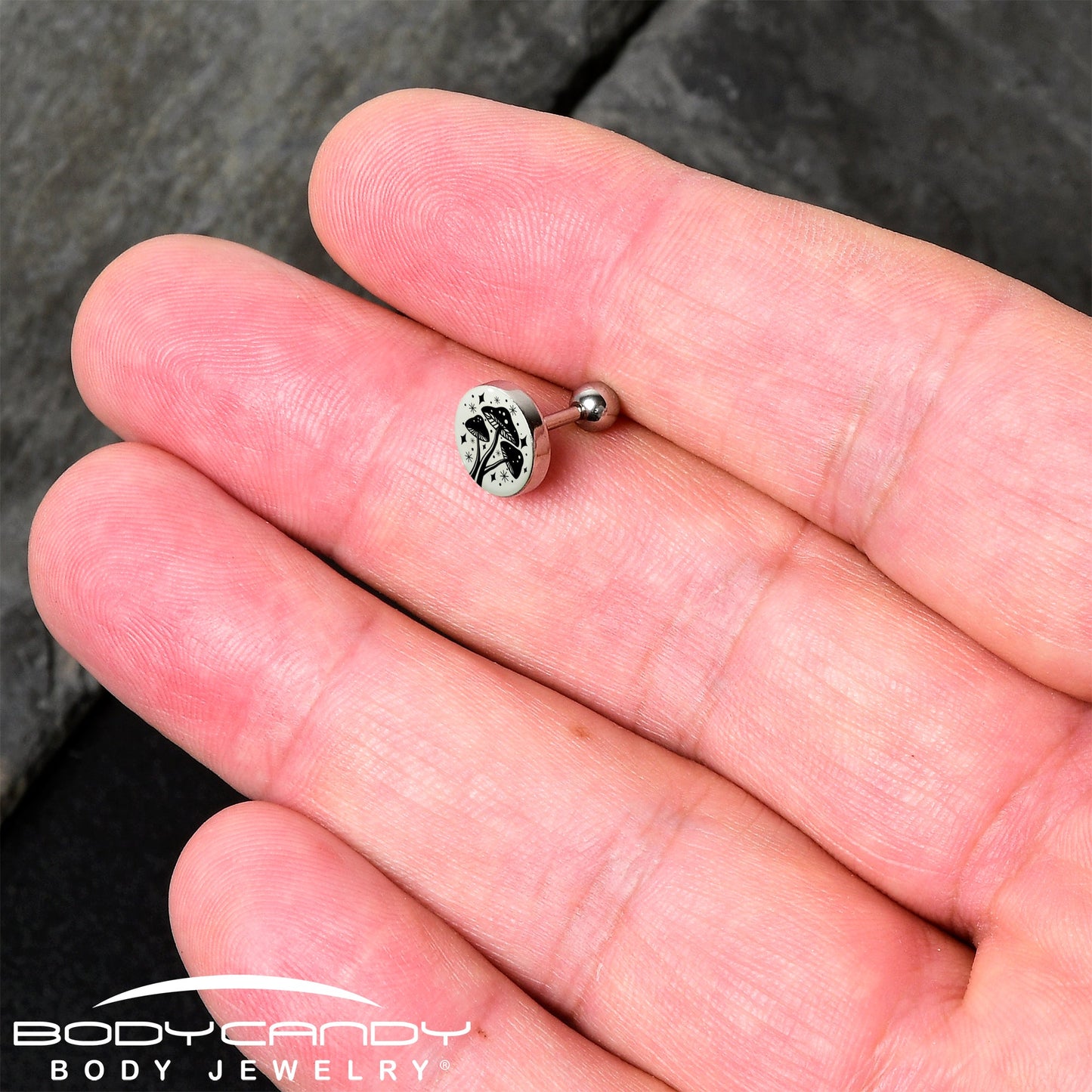16G 1/4 Glow in the Dark Mystic Mushroom Tragus Cartilage Earring by Onyx O