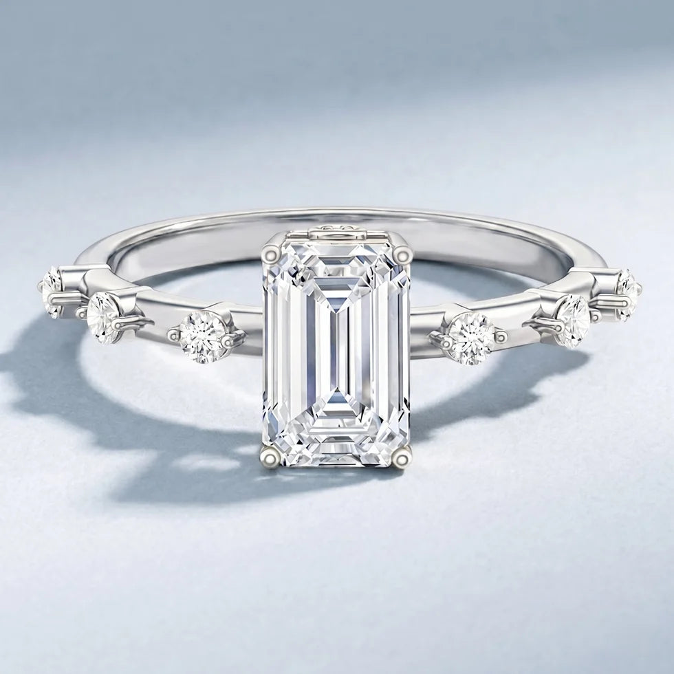 Emerald Cut 2 Carat Lab Grown Diamond Engagement Ring IGI Certified