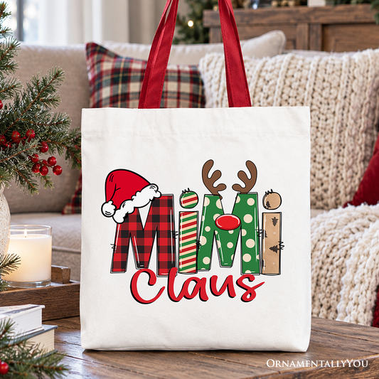 Mimi Claus Retro Christmas Tote Bag, Matching Family Holiday Gift Shopper