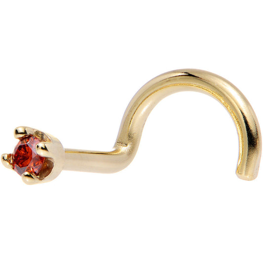 Solid 18K Yellow Gold 1.5mm Genuine Red Diamond Nose Ring