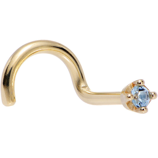 Solid 18K Yellow Gold 1.5mm Genuine Topaz Nose Ring